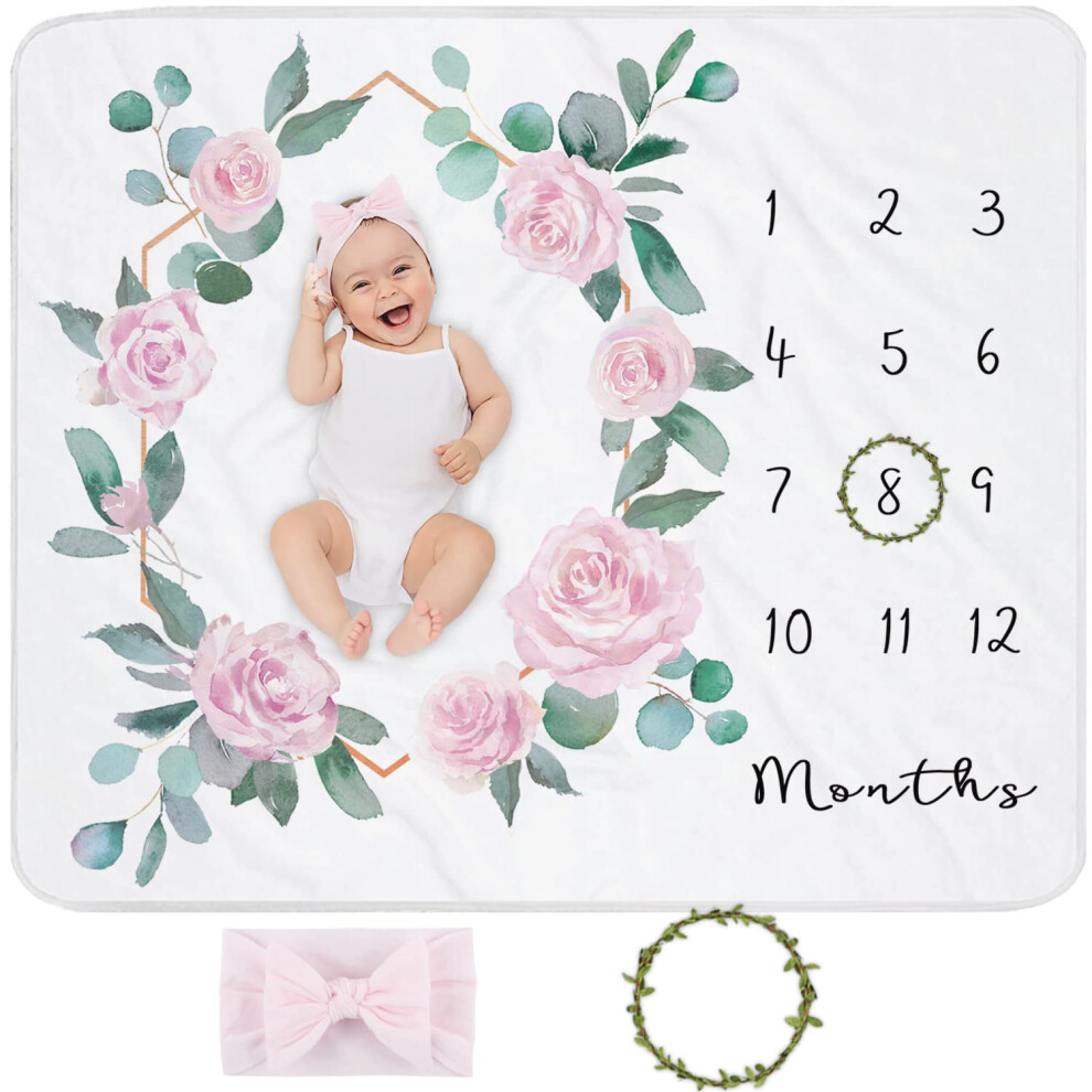 Baby Milestone Blanket For Baby Girl, Baby Monthly Milestone Blanket Girl Yoothy