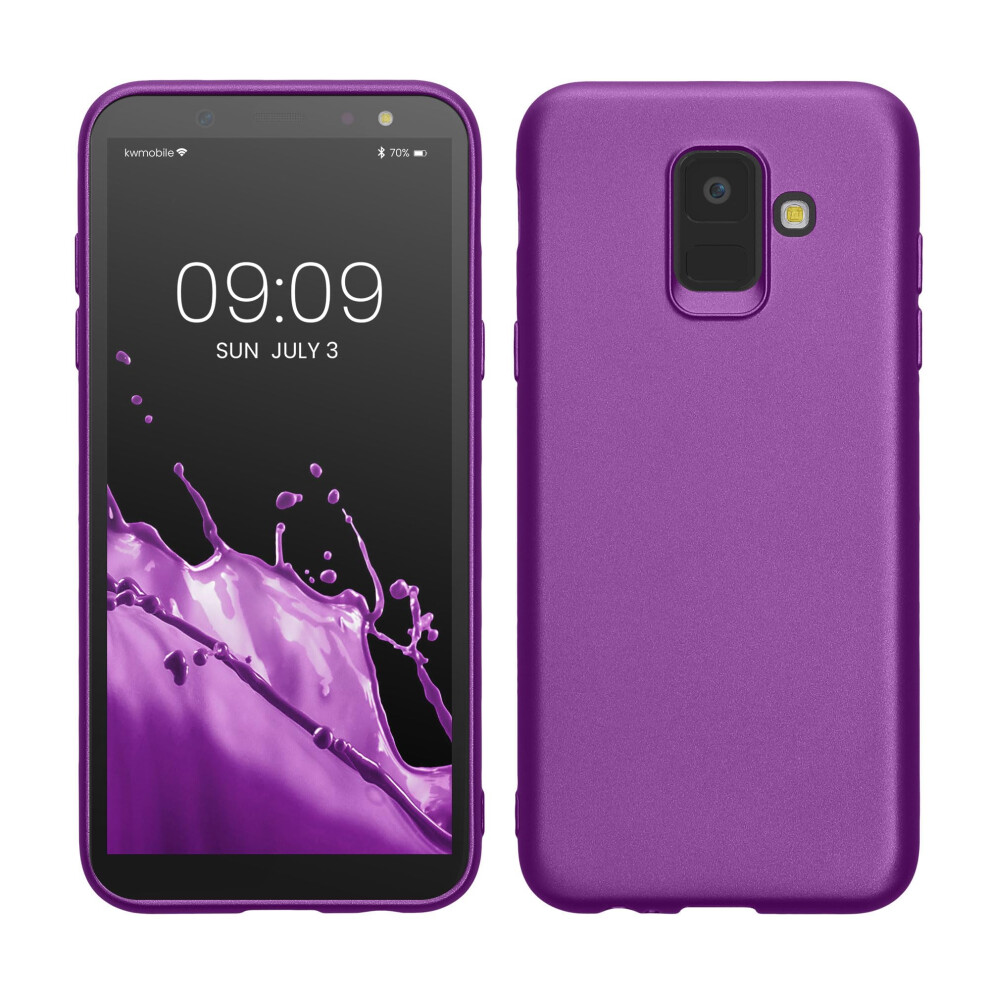 Kwmobile Case Compatible With Samsung Galaxy A6 (2018) Case - Soft Slim Metallic Tpu Silicone Cover - Metallic Violet 4067668045084