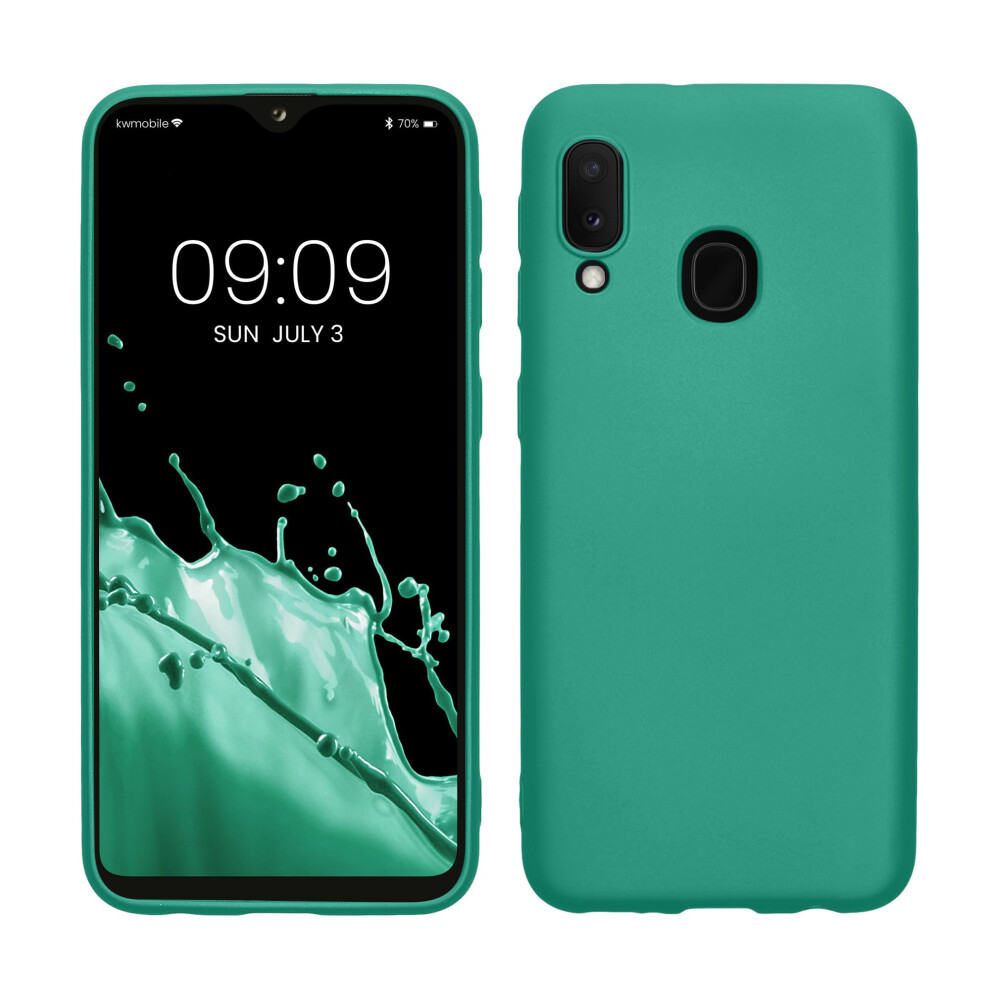 Kwmobile Case Compatible With Samsung Galaxy A20e Case - Soft Slim Metallic Tpu Silicone Cover - Dark Metallic Green 4067668069738