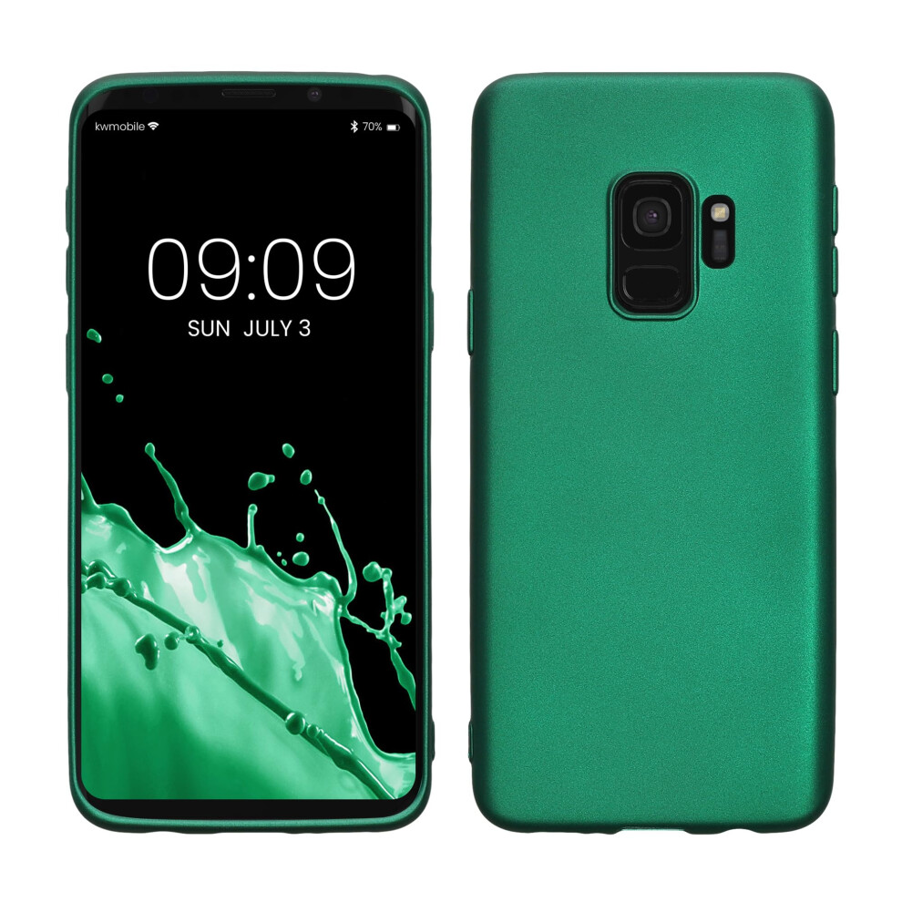 Kwmobile Case Compatible With Samsung Galaxy S9 Case - Soft Slim Metallic Tpu Silicone Cover - Dark Metallic Green 4067668069561