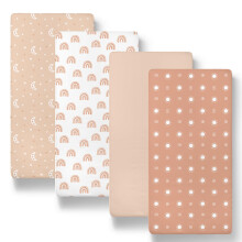 The Peanutshell Baby Bassinet Sheets 4-Pack for Girl or Boy - Soft, Oval & Fitted Baby Girls or Boys Sheet, Rectangle, Fitted Covers for Crib, Halo