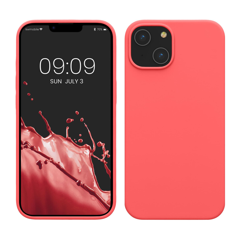 Kwmobile Case For Iphone 14 Case - Slim Soft Tpu Silicone Cover - Works With Wireless Charging - Neon Coral Orange 4067668086858