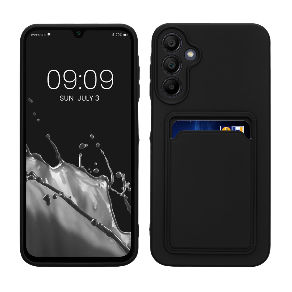 Kwmobile Case Compatible With Samsung Galaxy A15 5G Case - Tpu Phone Cover With Credit Card Holder - Black 4067668122013