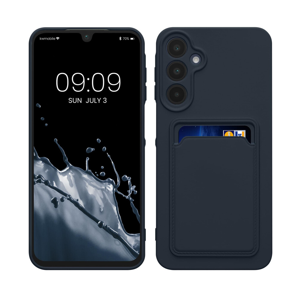 Kwmobile Case Compatible With Samsung Galaxy A16 5G Case - Tpu Phone Cover With Credit Card Holder - Dark Blue 4067668148396