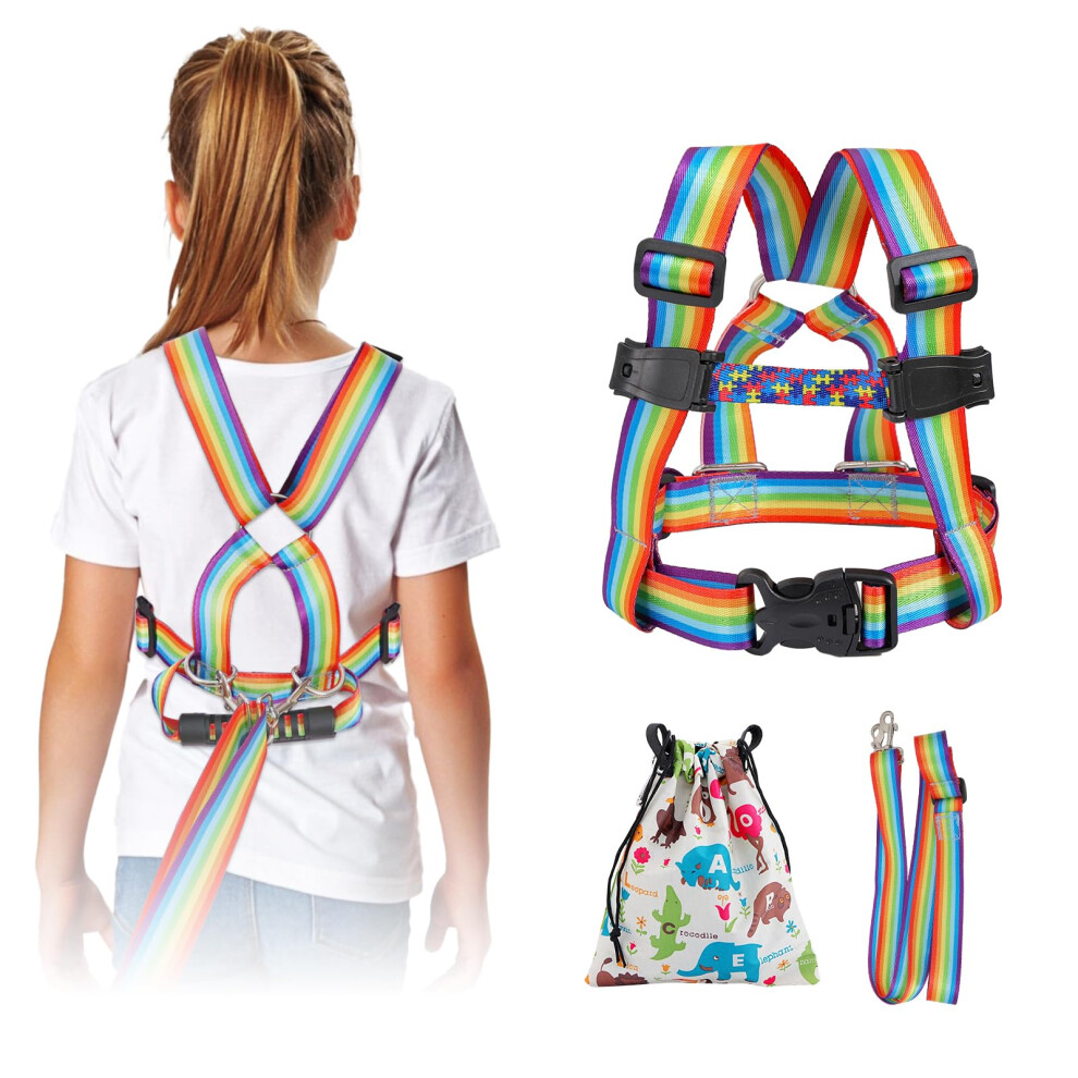 Safety Walking Harness For Big Kids With Autism, Ages 6-12, Child Elopement Leash With Grab Handle And Tether, Prevent Wandering In Public Jxm