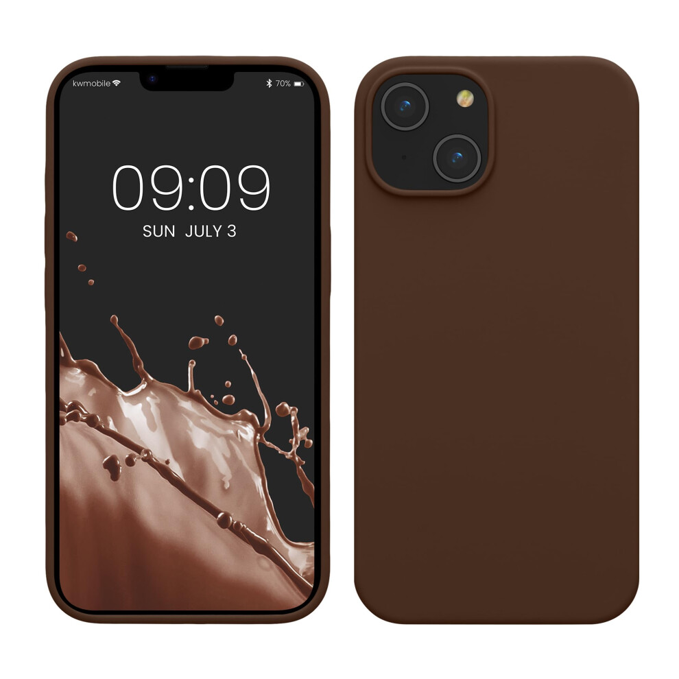 Kwmobile Case For Iphone 14 Case - Slim Soft Tpu Silicone Cover - Works With Wireless Charging - Chocolate Brown 4067668163719