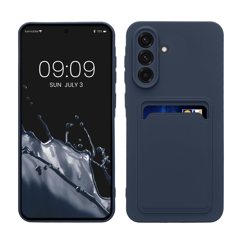 Kwmobile Case Compatible With Samsung Galaxy A56 5G Case - Tpu Phone Cover With Credit Card Holder - Dark Blue 4067668165102