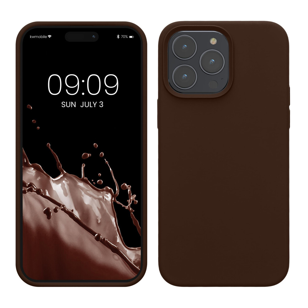 Kwmobile Case For Iphone 14 Pro Max Case - Slim Soft Tpu Silicone Cover - Works With Wireless Charging - Chocolate Brown 4067668172766