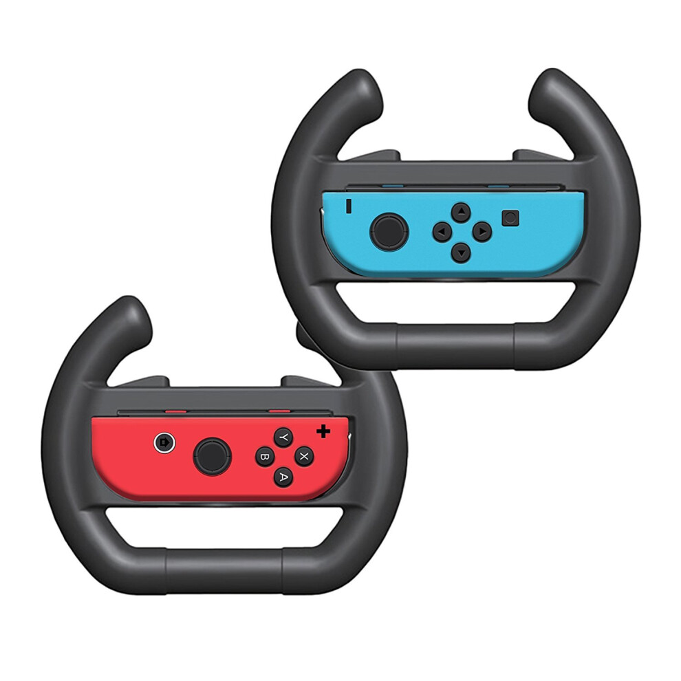 Steering Wheel Grip Set Of 2 Compatible With Nintendo Switch For Mario Kart 8, Ergonomic Racing Control For Joycon, Black 9044945407075
