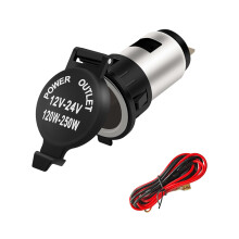 12V 24V Waterproof Car Cigarette Lighter Socket Adapter with Cover and Extension Cable for Boat RV Truck