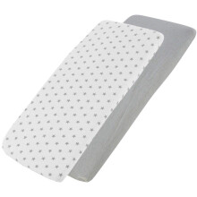 Crib Jersey Fitted Sheet 100% Cotton 40x90cm - 1x Light Grey / 1x Midnight Grey Star