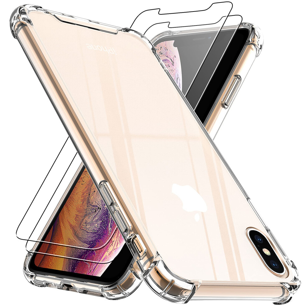 4Youquality Case For Iphone Xs Max With [2-Pack] Tempered Glass Screen Protector, Air Cushion Drop Protection, Shockproof Transparent Clear Bumper 5060611980530