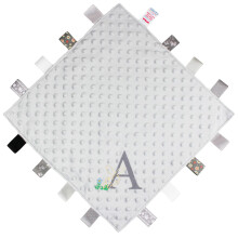 TeddyTs Personalised Initial Easter Bunny Baby Taggy Ribbon Comforter Blanket (Grey), 36cm