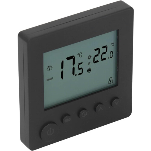 Electric Floor Heating Thermostat with Memory Function, AC 90240V Smart Knob Temperature Controller, Black 2