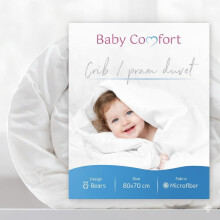 Baby Comfort All Seasons Toddler Duvet Filling Quilt 150x120 cm Fits Junior Bed 12M+ (Bear Design)