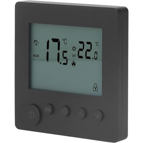 Electric Floor Heating Thermostat with Memory Function, AC 90240V Smart Knob Temperature Controller, Black 1