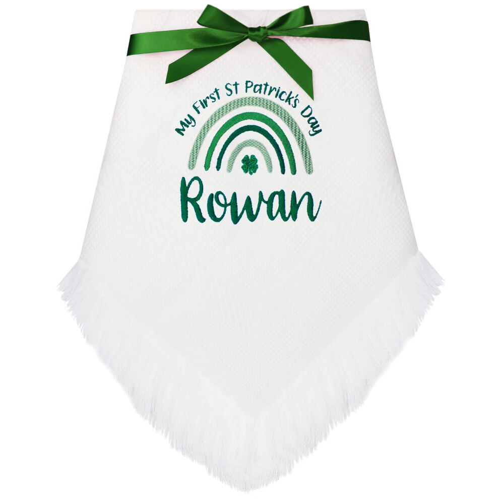 Personalised My First St Patrick's Day Rainbow Irish Shamrock Baby Shawl Blanket Green Teddyts