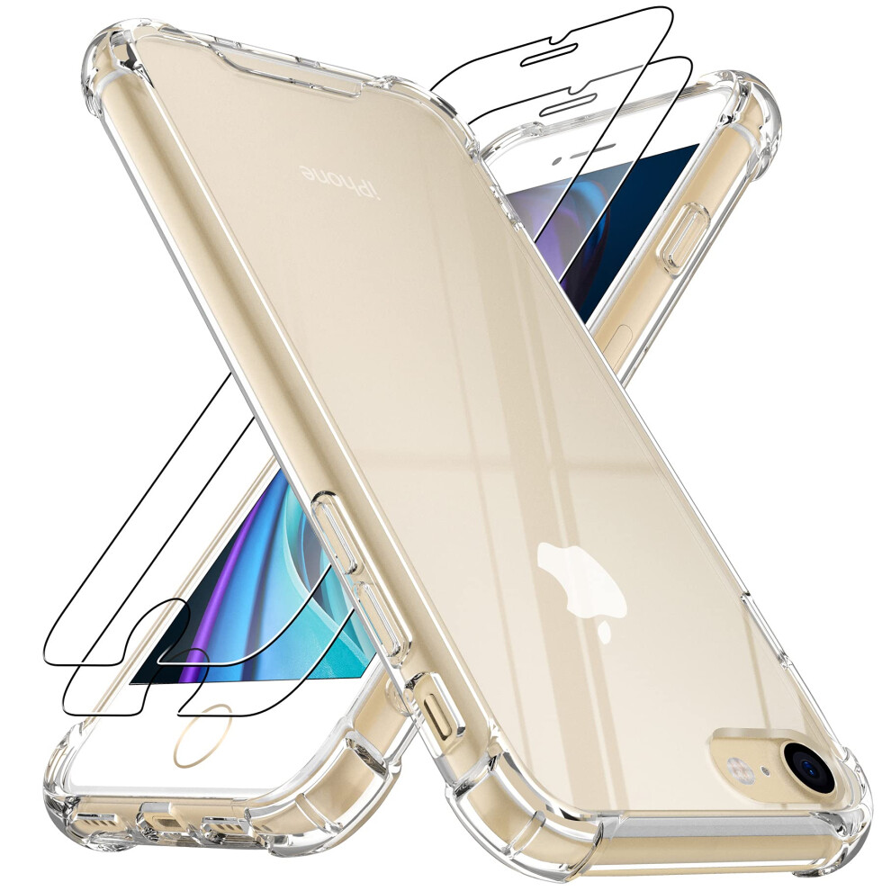 4Youquality Case For Iphone Se 2022 / Se 2020, Iphone 8 & Iphone 7, With [2-Pack Tempered Glass Screen Protectors], Airbag Drop Protection, Shockproof 5060611980684