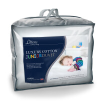 Littens 2.5 Tog Lightweight Breathable Cool 100% Cotton Junior Cot Bed Toddler Baby Hollowfibre Summer Duvet Quilt & Pillow Bedding Bundle (120cm x