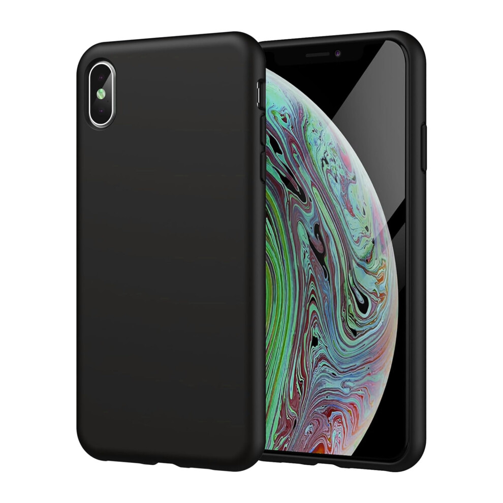 Silicone Case For Iphone X, 5.8-Inch, Silky-Soft Touch Full-Body Protective Case, Shockproof Cover (Black) Black 5061012644144