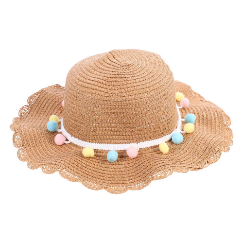 Portable Colored Ball Children's Sun Hat Stylish and Comfortable