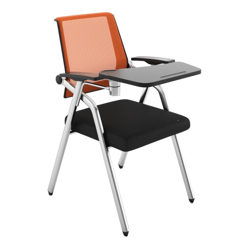 Office Chair with Writing Board, Ergonomic Mesh Training Chair, Foldable Stackable Frame Green Blue