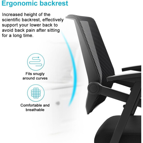 Office Chair with Writing Board, Ergonomic Mesh Training Chair, Foldable Stackable Frame Green Blue 2