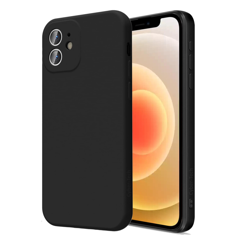 Cyber-Tech Liquid Silicone Case Designed For Iphone 12 Case 6.1 Inch, Full Body Protective Covered Soft Gel Rubber Slim Shockproof Cover (Black) Black 5061012644212