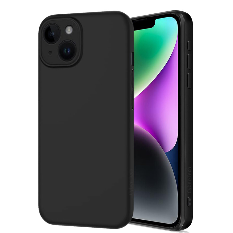 Cyber-Tech Compatible With Iphone 14 Case 6.1", Slim Liquid Silicone 3 Layers Full Covered Soft Gel Rubber Case Cover 6.1 Inch- Black 5061012644298