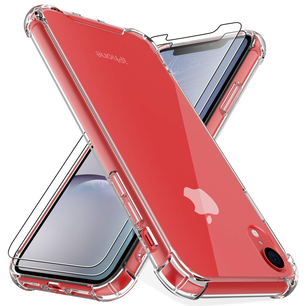 4Youquality Case For Iphone Xr With [2-Pack] Tempered Glass Screen Protectors, Advanced Air Cushion Drop Protection, Shockproof Transparent Clear 5060611980509