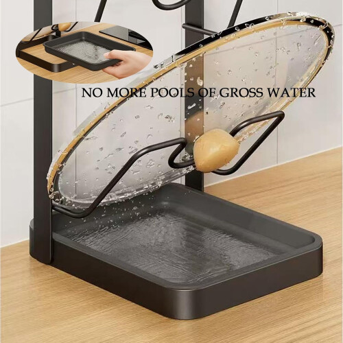 Pot Lid Organizer Rack with RustResistant DoubleLayer Design and Drip Tray for Kitchen Cabinet 2