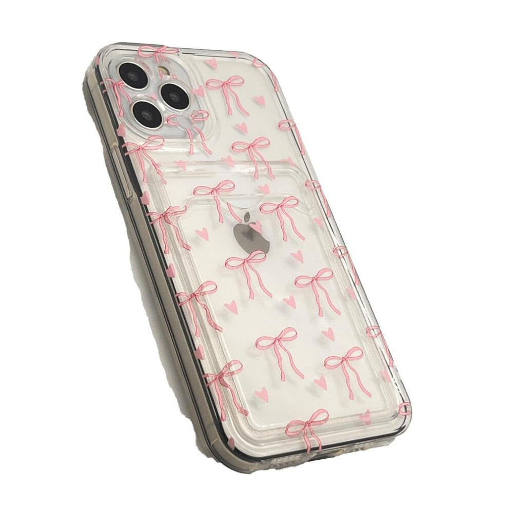 Olivia's Phones Cases For Iphone 14 (6.1) Clear Baby Bows Love Hearts Pattern Gel Tough Card Holder Protective Smartphone Case Cover Pink 5060985824218