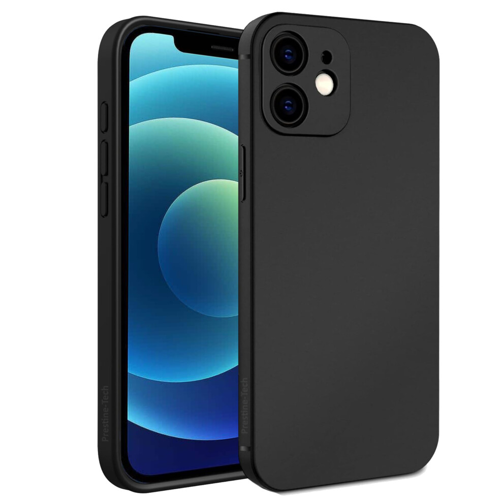 Pristine-Tech Silicone Case Compatible With Iphone 12 Case Soft Ultra Slim Protective Shockproof Liquid Silicone Phone Case,Anti-Scratch Microfiber Black 5060952298233
