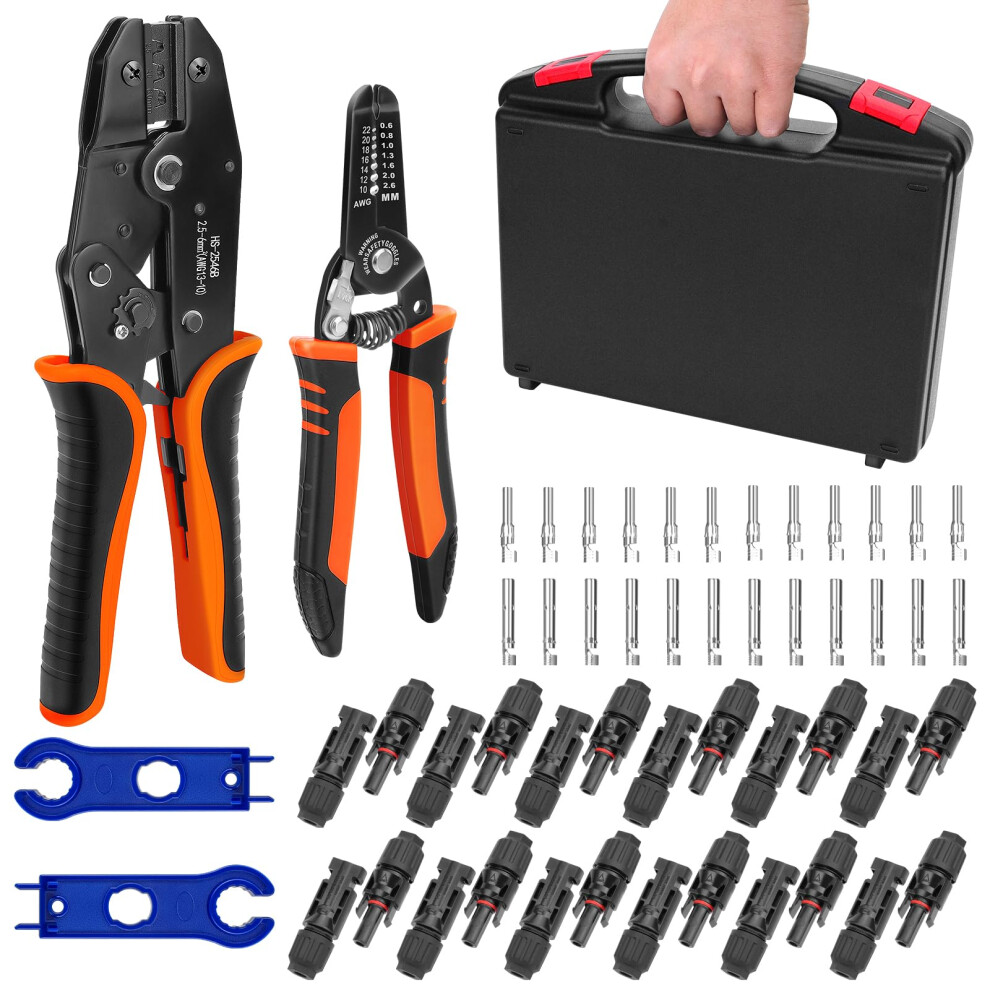 Solar Crimping Tool Kit For 1410 Awg Solar Pv Cable With Wire Stripper And Mc4 Connector Set 9113335720565