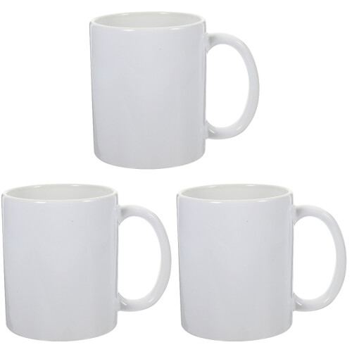 3Pcs White Ceramic Sublimation Mugs Cups for DIY 2