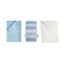KAM Labelz Newborn Baby Essentials Set| 1 Cotton Cellular Blanket+ 1 Fleece Blanket+ 1 Large Muslin Blanket| Baby Girl Boy Unisex Extra Soft Light