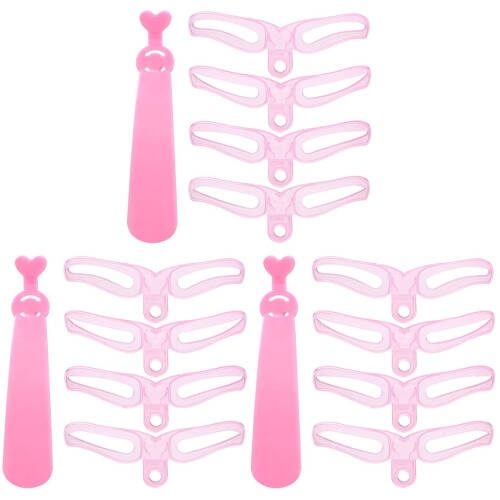 3Sets Eyebrow Stencil Kit Pink Reusable Ruler Handheld Eyebrow Tool 1