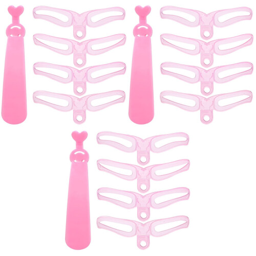 3Sets Eyebrow Stencil Kit Pink Reusable Ruler Handheld Eyebrow Tool 2
