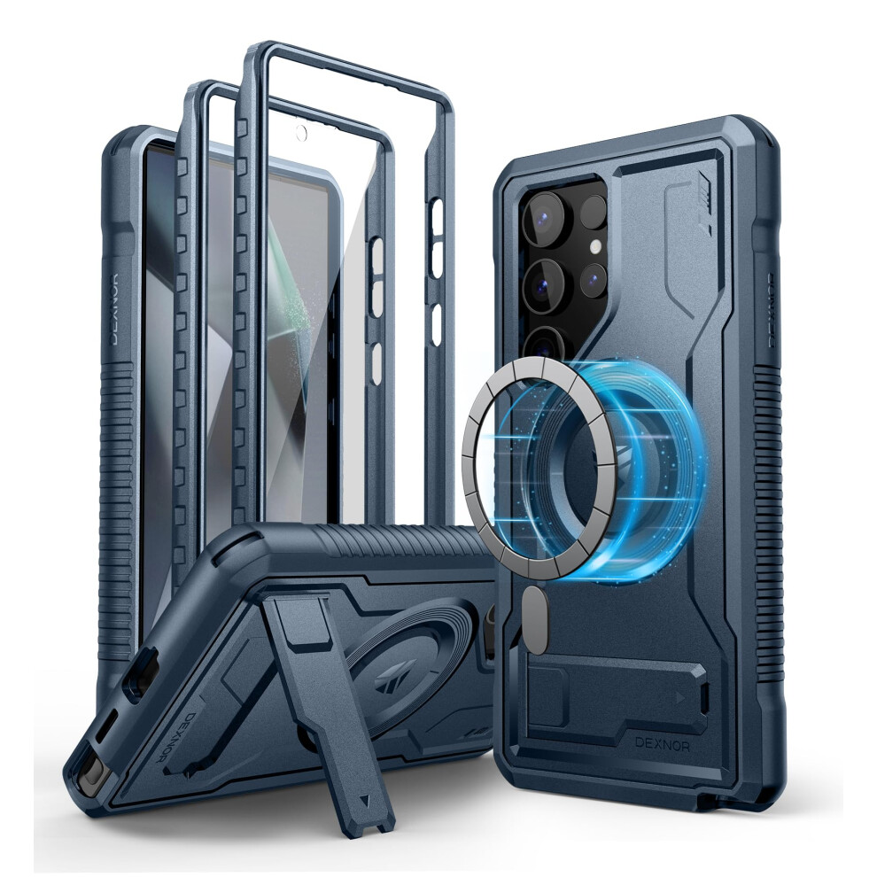 Dexnor Magnetic Case For Samsung Galaxy S24 Ultra Case With Adjustable Kickstand & 2 Front Frames & Built-In Screen Protector, Magsafe Compatible 6975582706517
