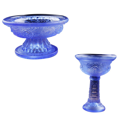 4Pcs Blue Glass Offering Cups Delicate Buddhist Worship 1
