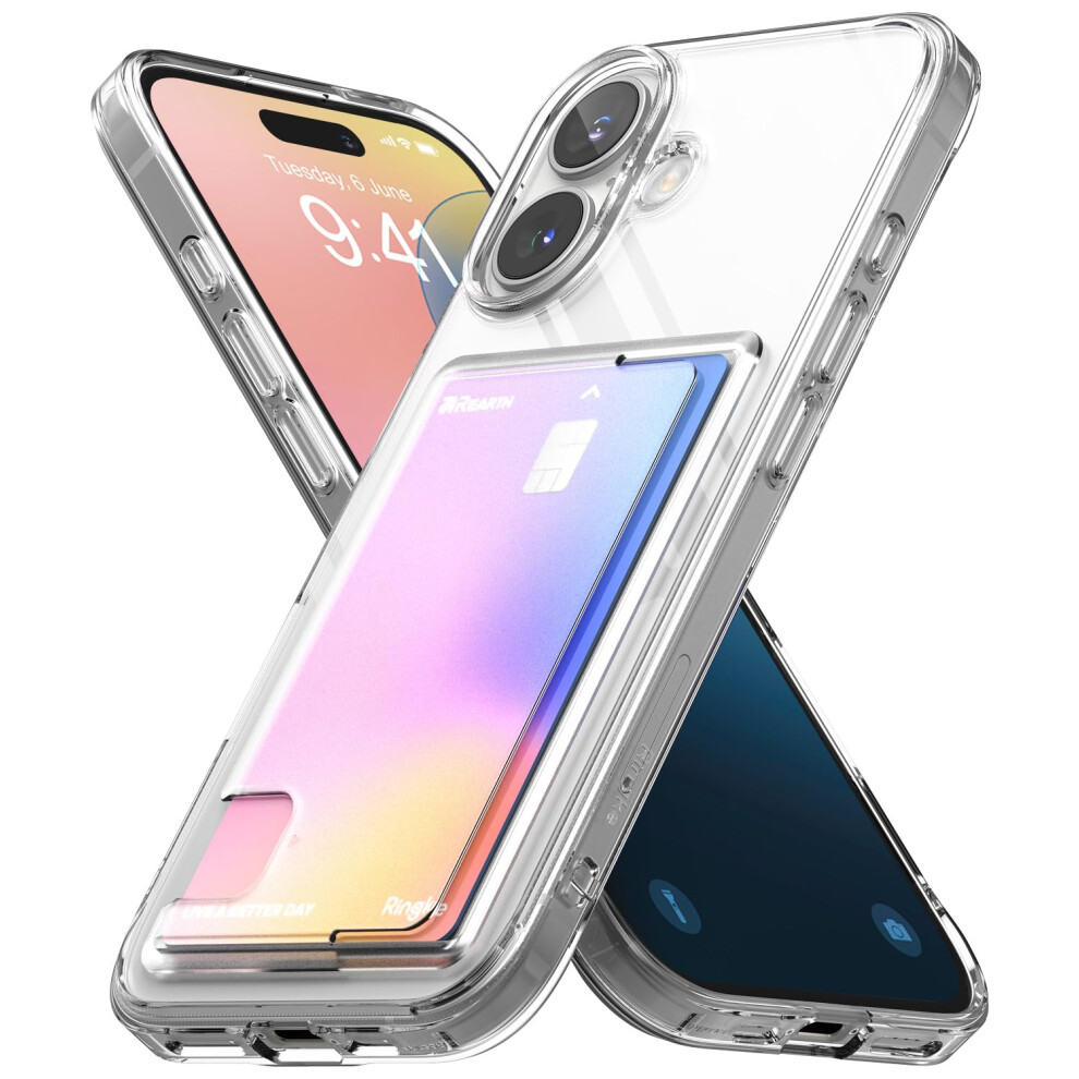 Ringke Fusion Card [Easy Card Removal] Compatible With Iphone 16 Plus Phone Wallet Case, Slim Transparent Shockproof Protective Cover With Built-In 8800274962866