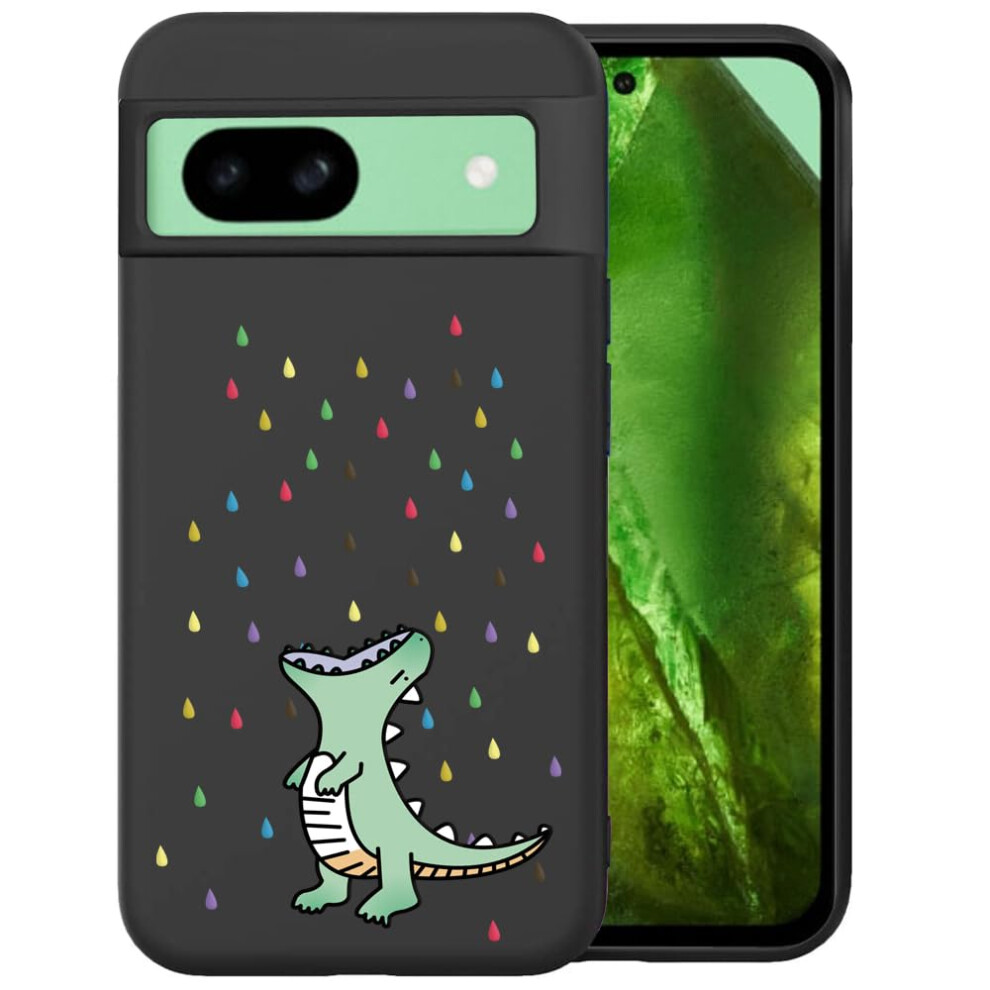 Unov Case Compatible With Pixel 8A 5G Case With Design Soft Tpu Shock Absorption Slim Embossed Pattern Protective (Rainbow Dinosaur) 6974980008643