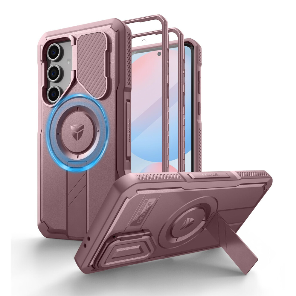Dexnor For Samsung Galaxy S24 Fe Case With Camera Cover & Adjustable Kickstand & Built-In Screen Protector, Magnetic Rugged Shockproof Bumper Cases 6977140257660
