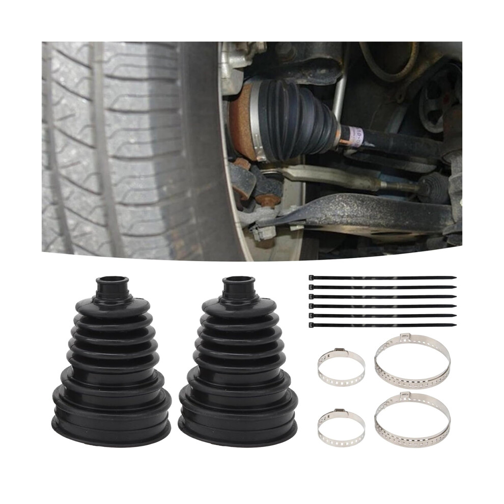 2Pcs Universal Cv Boot Kit With Clamps And Cable Ties, Waterproof Dustproof Temp Resistant For Most Cars (Black) Black 9455672825535