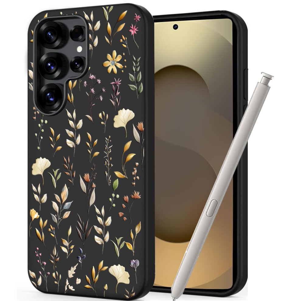 Unov Case Compatible With Galaxy S25 Ultra 5G With Floral Garden Flower Girly Embossed Pattern Design Slim Protective Soft Tpu Bumper Back Golden 6978526294248