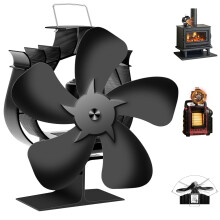 Upgraded Oscillating Wood Stove Fan 60 Rotation Heat Powered Fireplace Fan with Thermometer