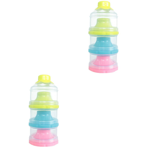 2St Baby Snack En Formule Container 3-Secties Stapelbaar Multi 2