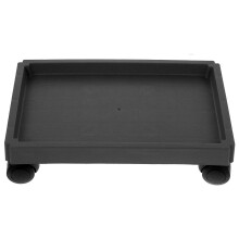 3Pcs Indoor Plant Tray on Wheels Black Plastic for Easy Plant Moving