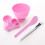 100St Plastic Cosmetic Spatulas Roze Handvat Masker Applicator Make-Up 7