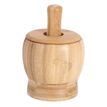 Wooden Mortar and Pestle Set for Spices and Herbs, Rustic Garlic Crusher with Ergonomic Grip